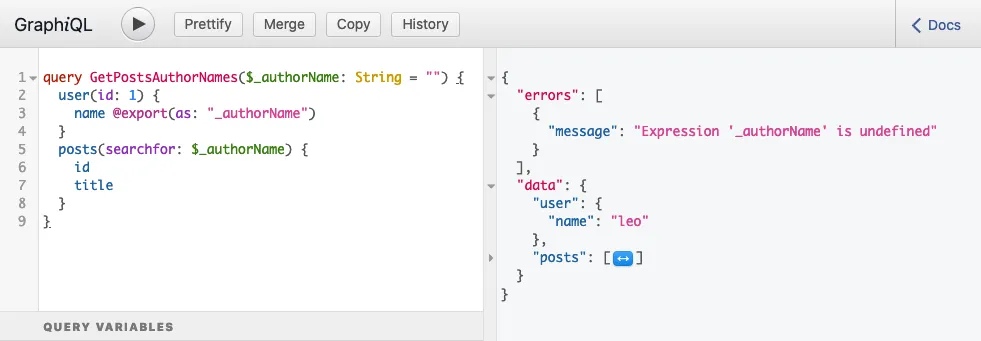 Executing a query using a variable