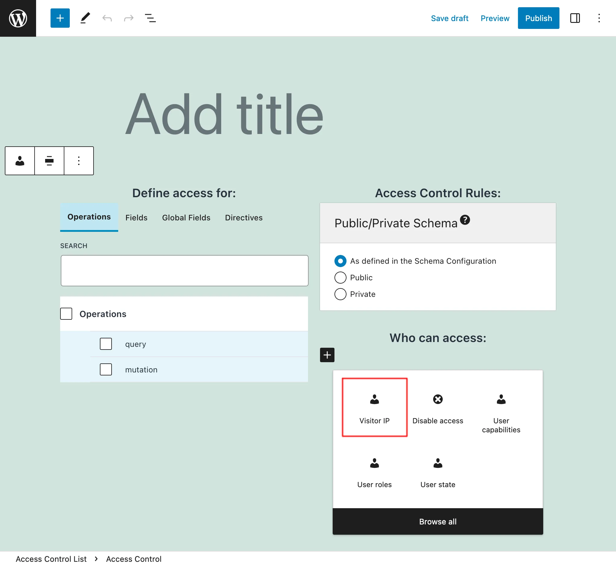 Access Control: Visitor IP rule