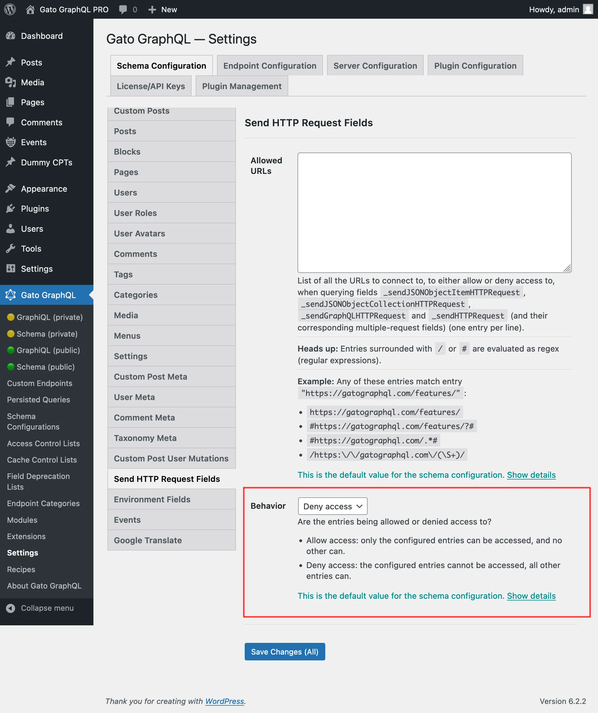 Defining the access behavior