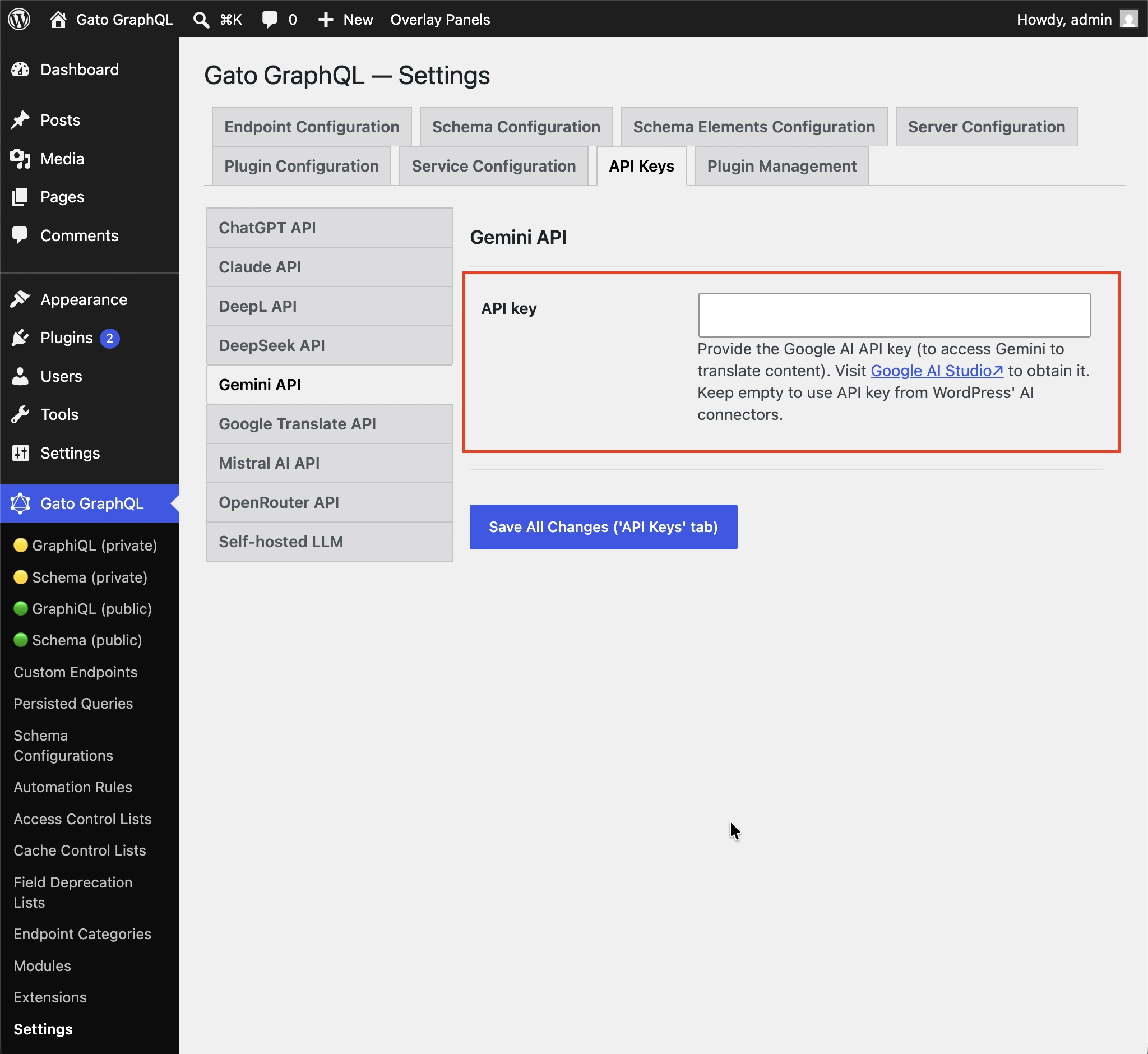 Setting Google's API key