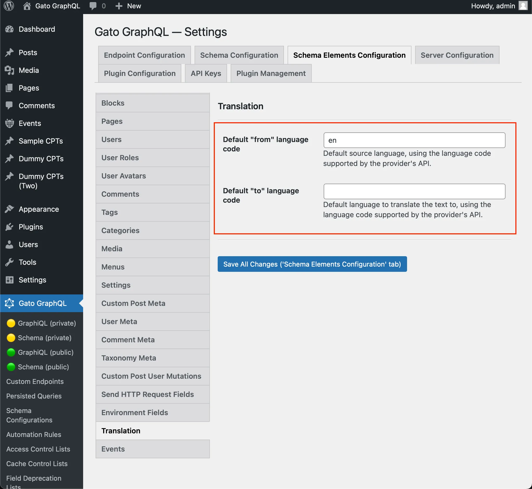 Setting the default 'from' and 'to' languages