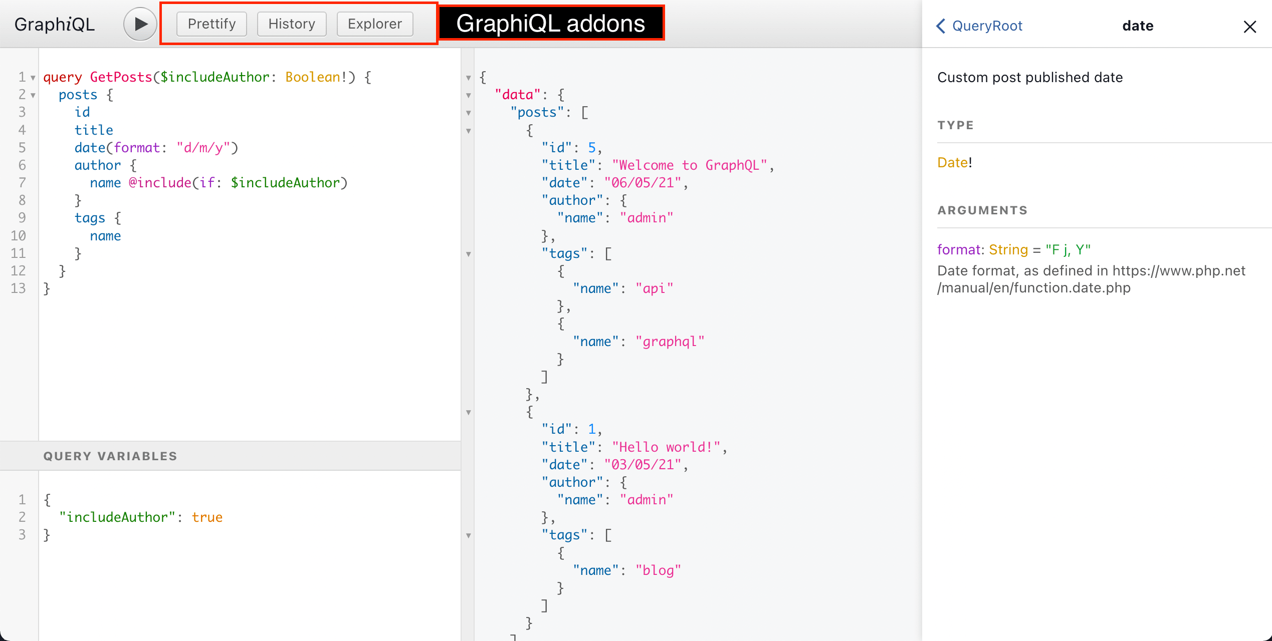 GraphiQL add-ons