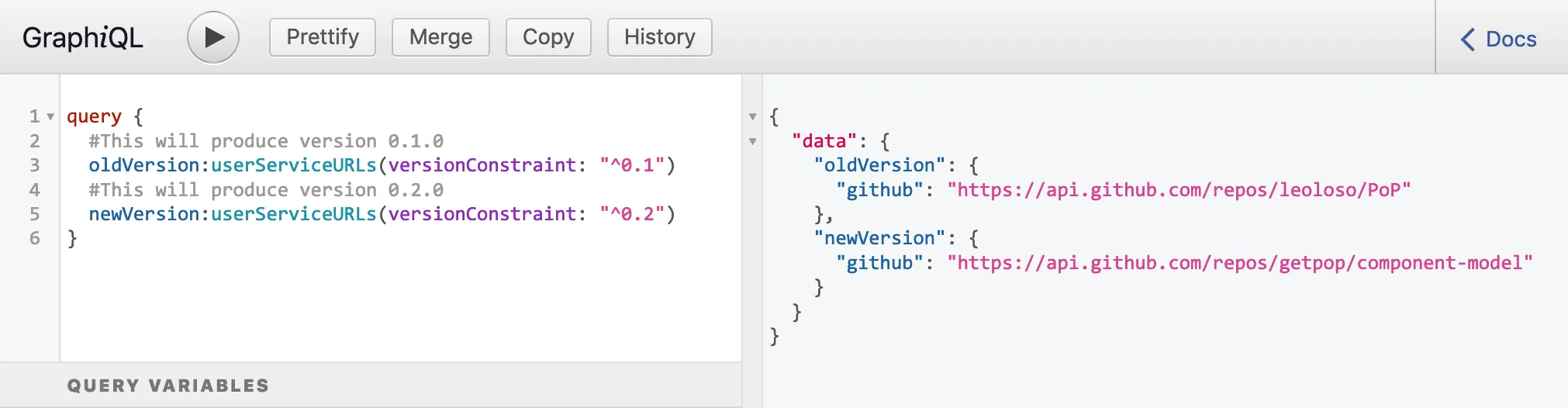 Querying fields through version constraints