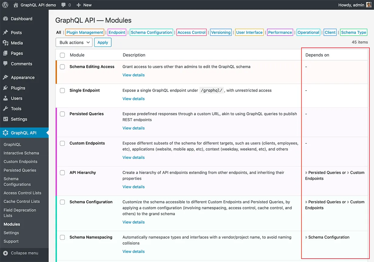 Module dependencies