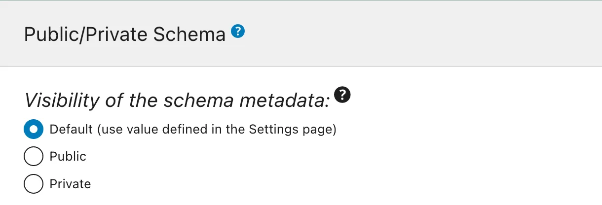 Public/Private schema mode, set in the Schema configuration