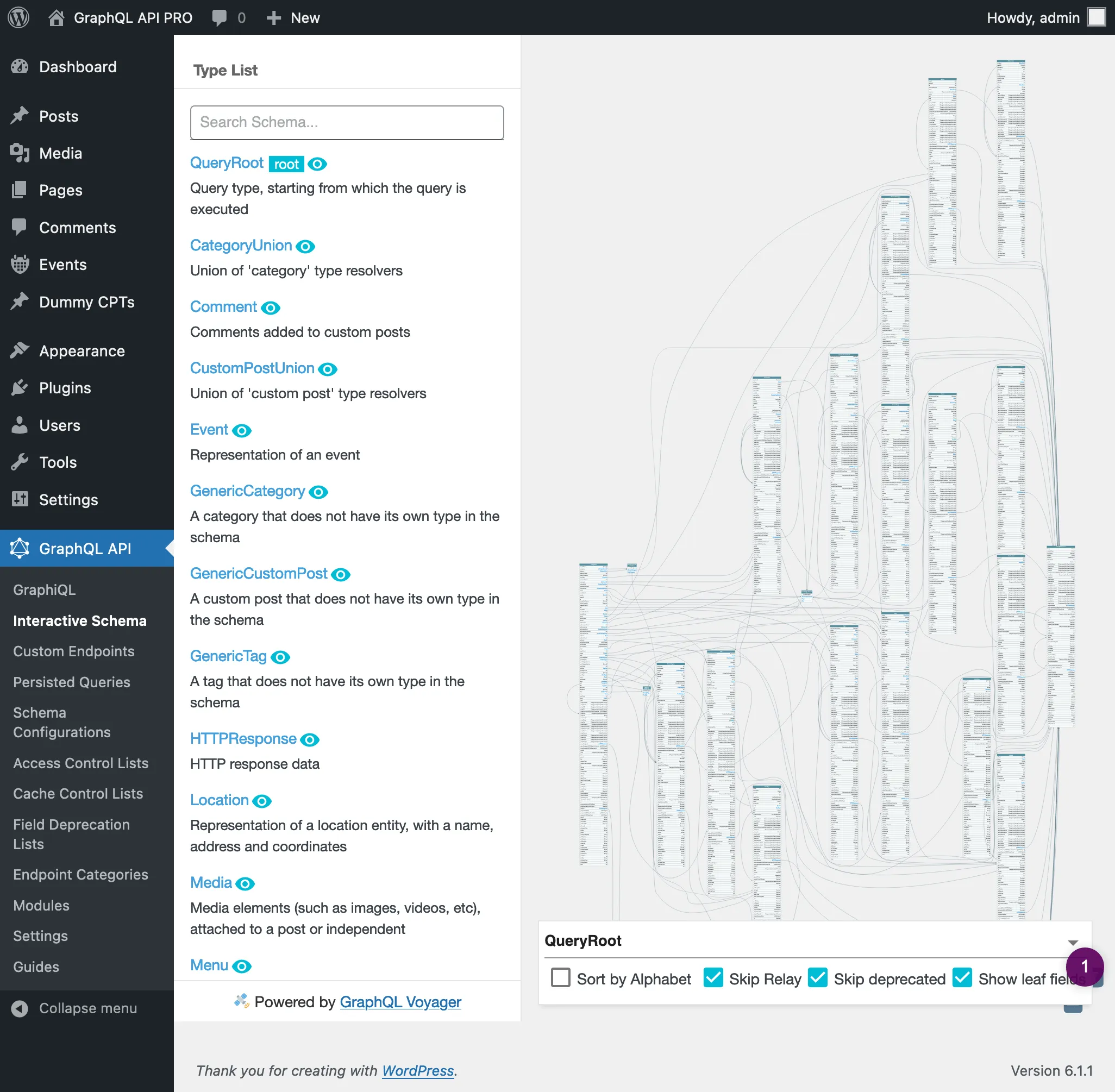 Schema with global fields exposed under all types