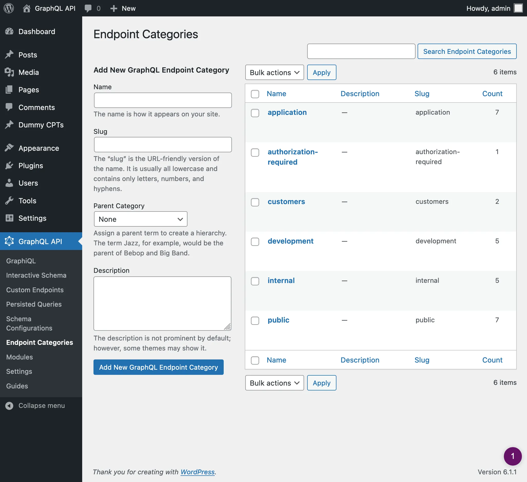 List of endpoint categories