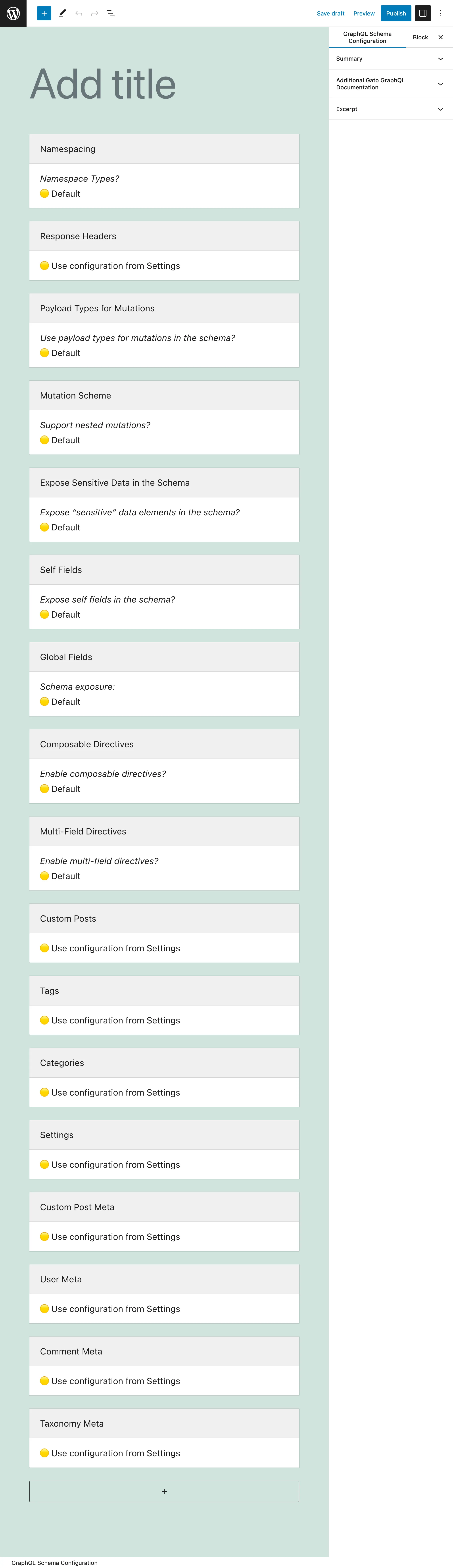 Creating a new Schema Configuration