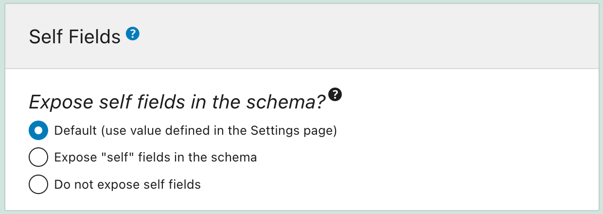 Adding self fields to the schema, set in the Schema configuration