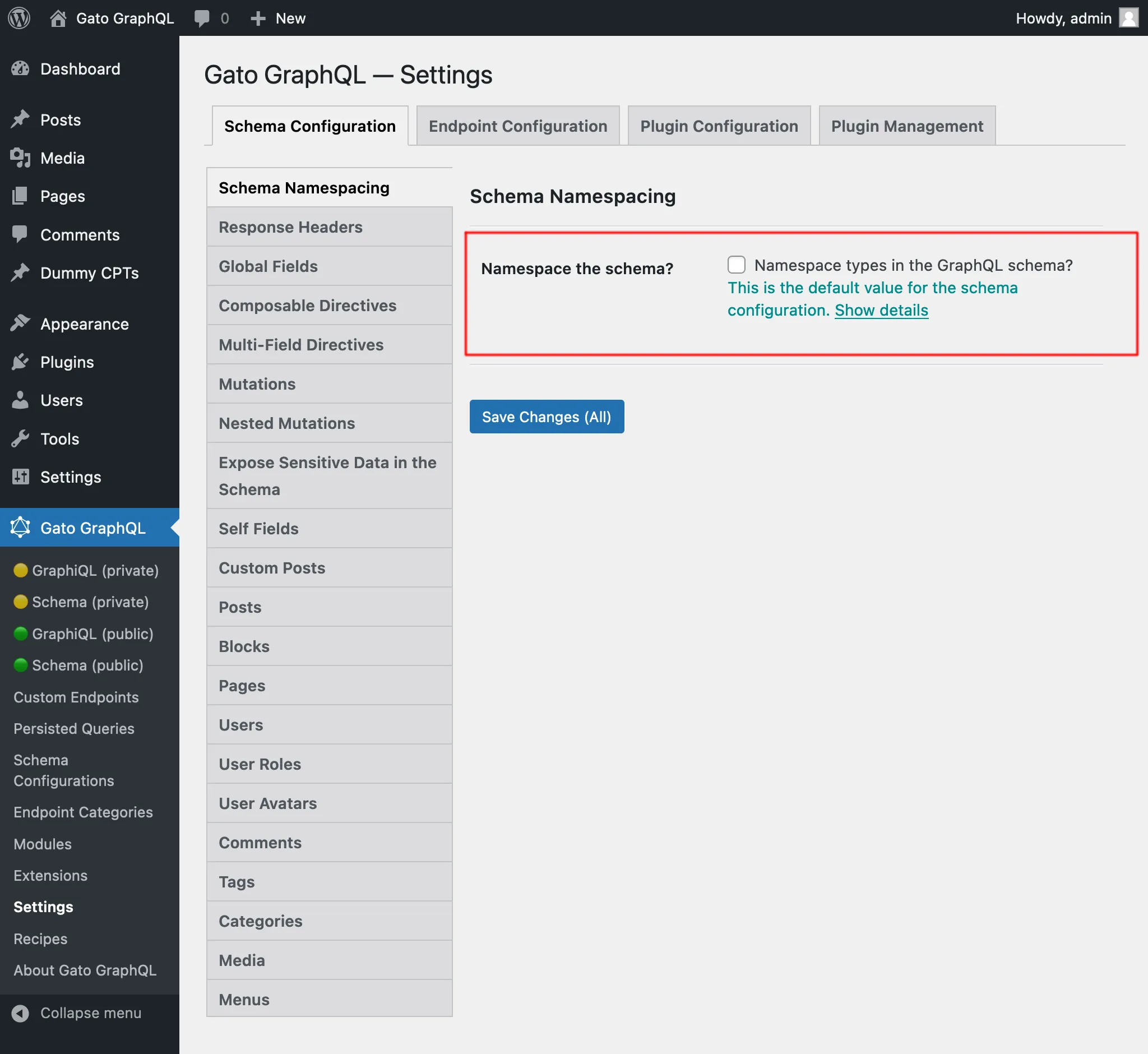 Namespacing in Settings