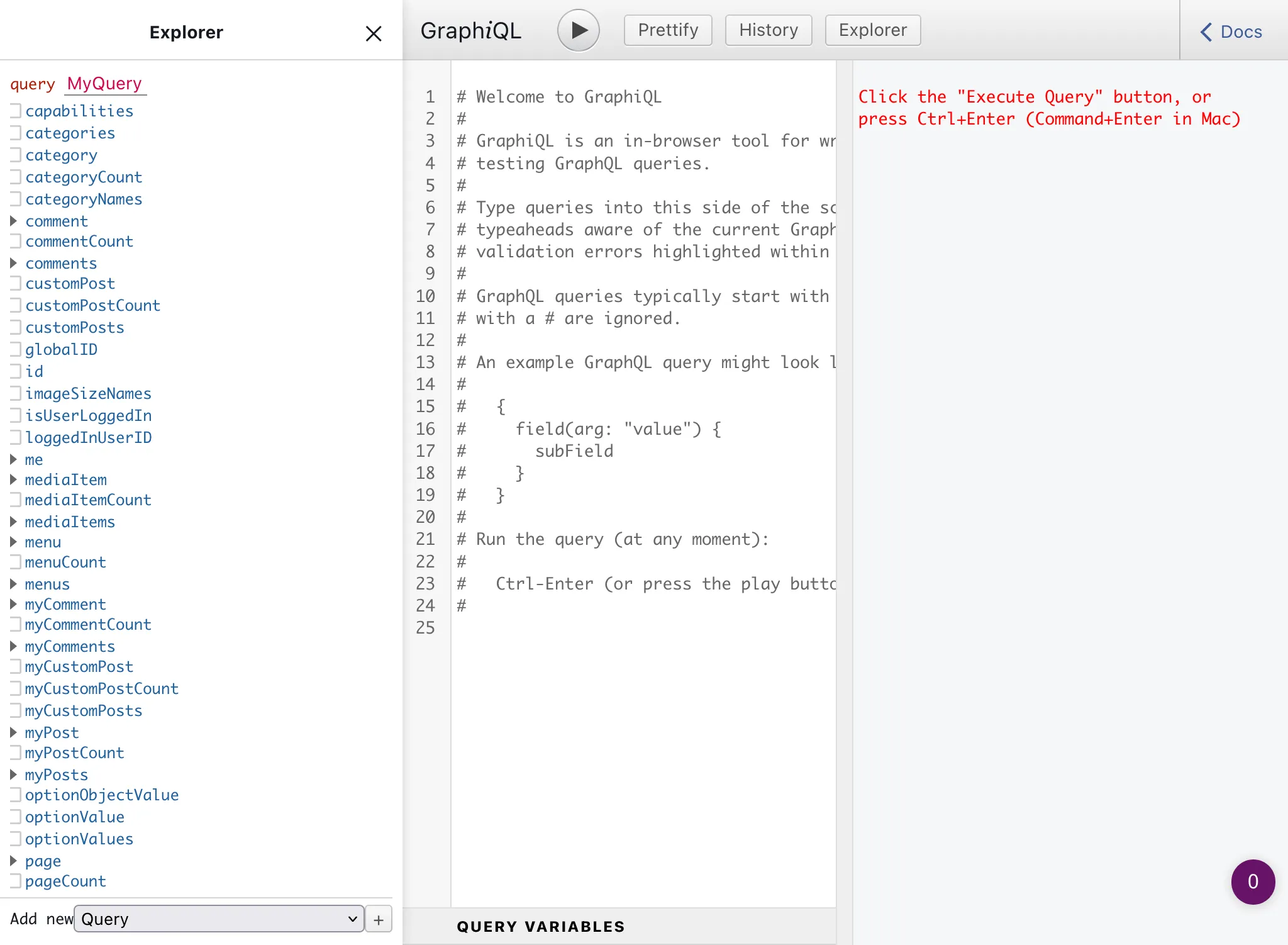 Single endpoint's GraphiQL client