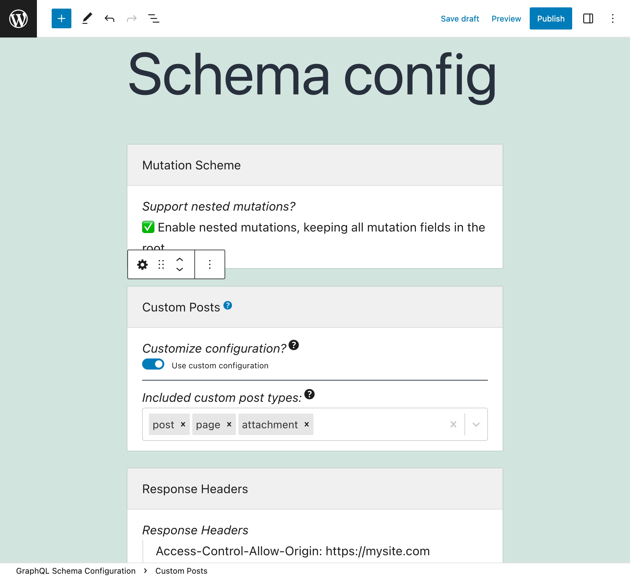 Endpoints are configured via Schema Configurations