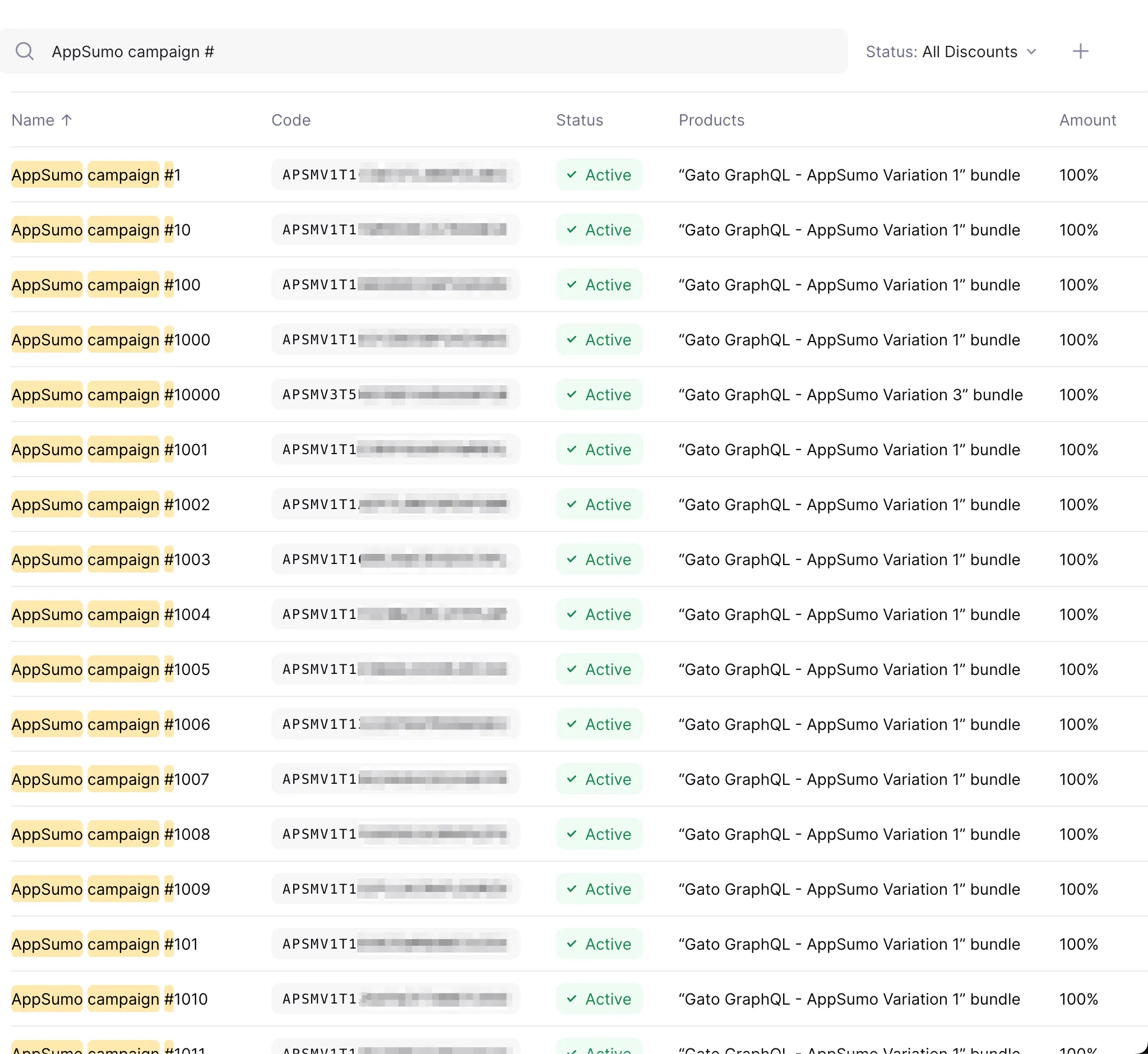 Generated discount codes in Lemon Squeezy