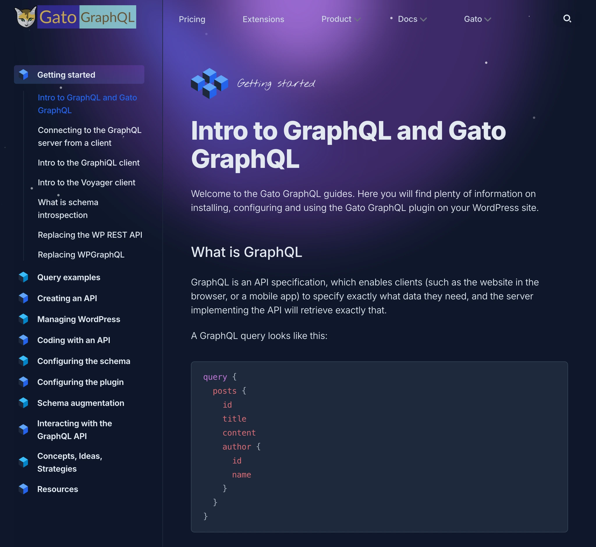 Docs section on gatographql.com