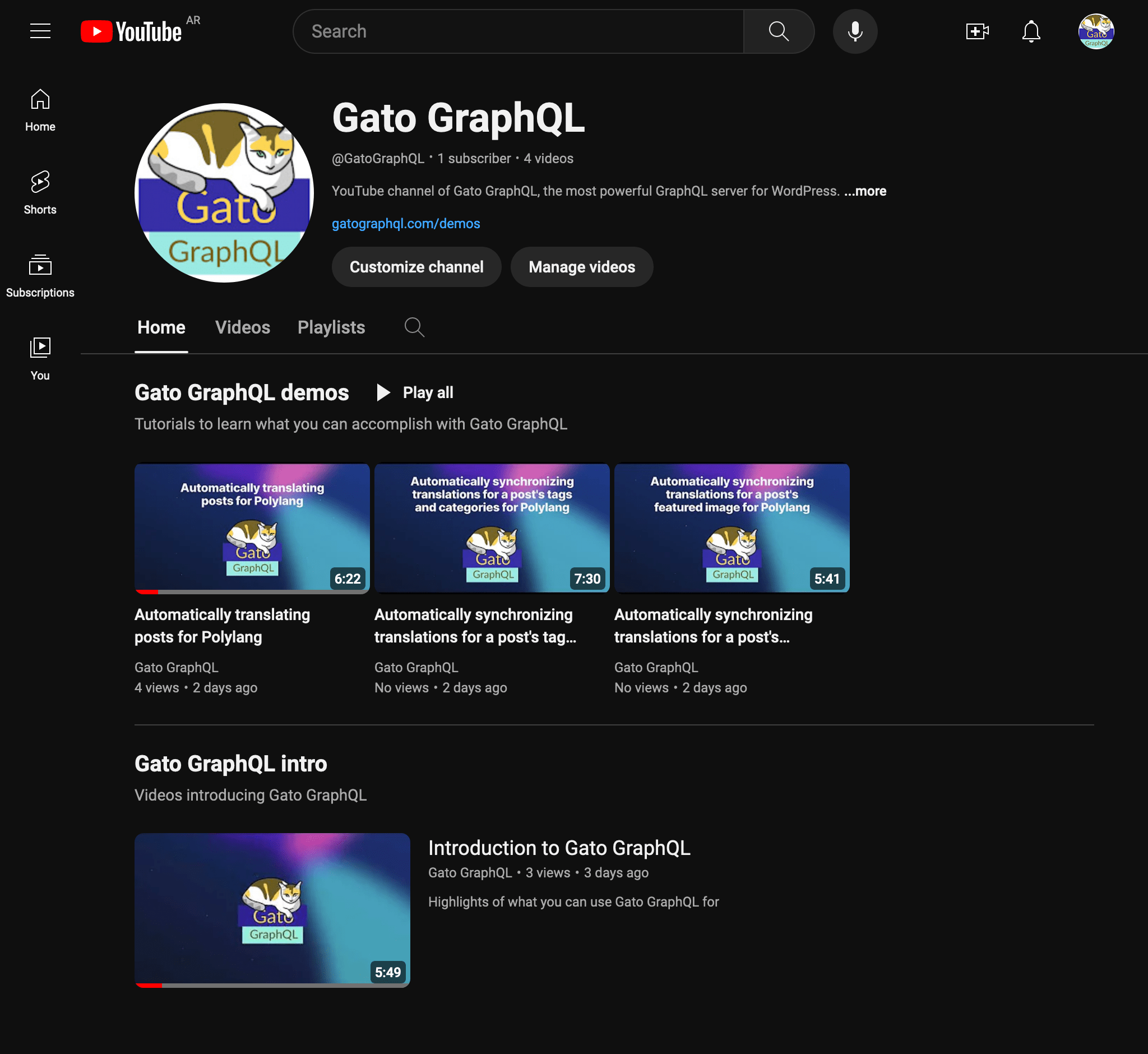Gato GraphQL YouTube channel