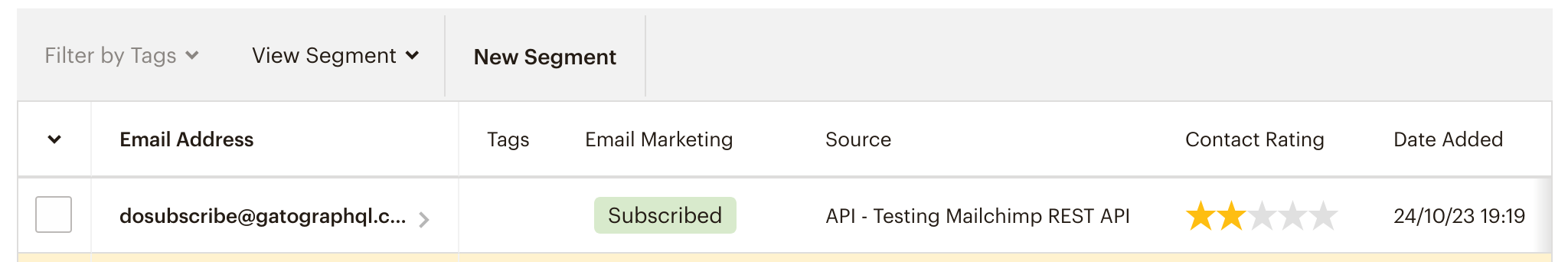 Email automatically added to Mailchimp list