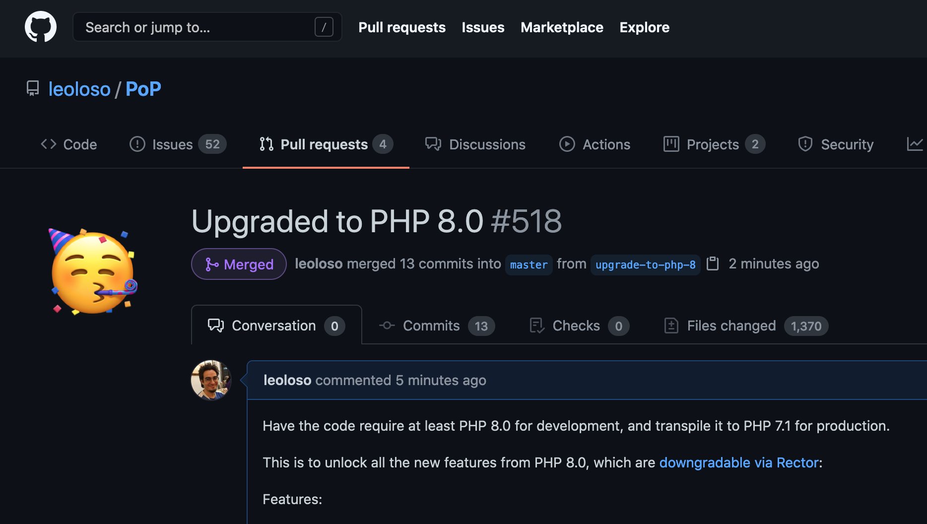 Upgrading to min PHP version 8.0